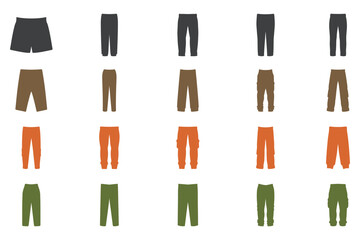 Trousers Silhouette Icon Set Design