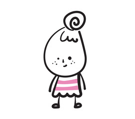 (Happy) Collection of hand drawn lady business worker icons. Vector illustration.	