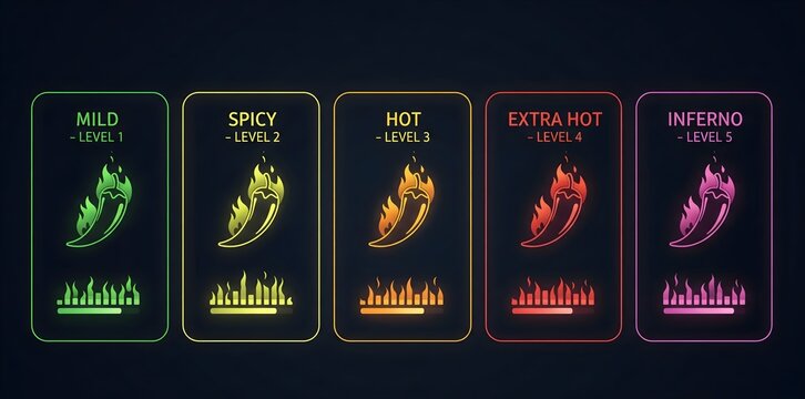 Spice Level Indicator Mild to Inferno – Chili Pepper Heat Scale