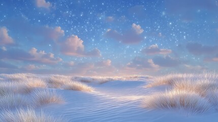 Serene Pastel Pink Sand Dune Sunset Landscape