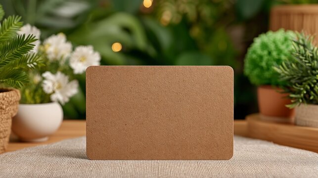 Blank Beige Kraft Paper Tag Mockup on Linen   Eco Friendly  Rustic  Natural Background