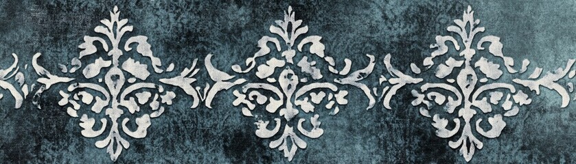 Vintage decorative pattern on a textured dark blue background.