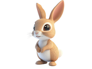Fototapeta premium 3D animated rabbit with shy expression isolated on white background