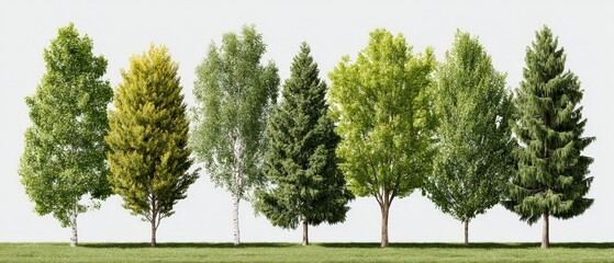 Lush Green Forest Trees  Birch  Maple  Pine  Spruce  Sycamore  Nature Scene