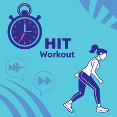 Obraz premium Illustrated HIIT workout timer concept