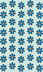 Imagen vertical de patrones de flores de color azul Mario en un fondo azul pastel ideal para papel tapiz
