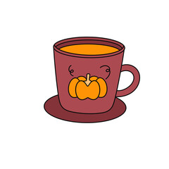 A pumpkin cup with a pumpkin on it