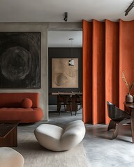 Berlin eclectic Bauhaus flat featuring tactile modernist materials, folded screen dividers, and visual rhythm Modernist Function-Focused Interiors German Eclectic Studio Living