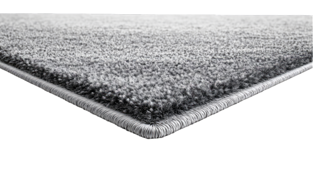 Gray area rug corner