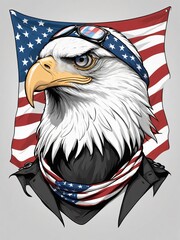 Bold American Eagle in Red, White, and Blue – 2D Illustration