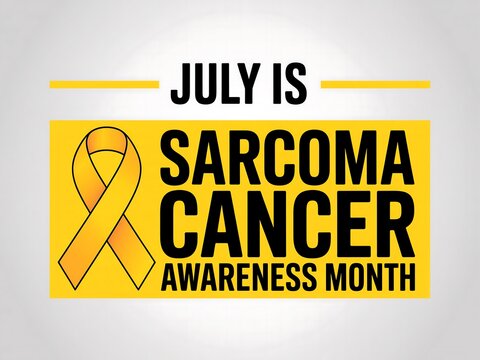 Sarcoma Cancer Awareness Month in July with Yellow Ribbon Symbol