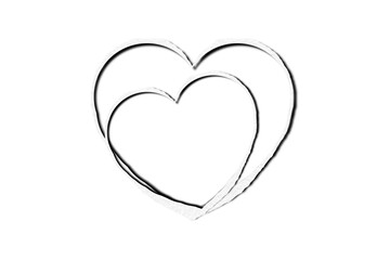 Isolated white paper heart shape on transparent background. Valentine's Day. Red heart with shadow. Love. Illustration