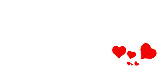 Red paper heart shape isolated on transparent background. Valentine's Day. Red heart with shadow. Love. Illustration.