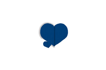Isolated blue paper heart shape on transparent background. Valentine's Day. Red heart with shadow. Love. Illustration.