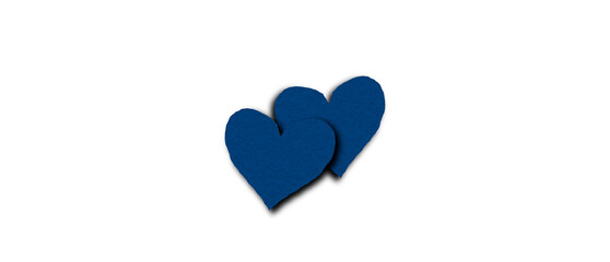 Isolated blue paper heart shape on transparent background. Valentine's Day. Red heart with shadow. Love. Illustration.