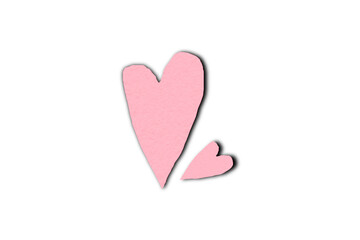 Pink paper heart shape isolated on transparent background. Valentine's Day. Red heart with shadow. Love. Illustration.
