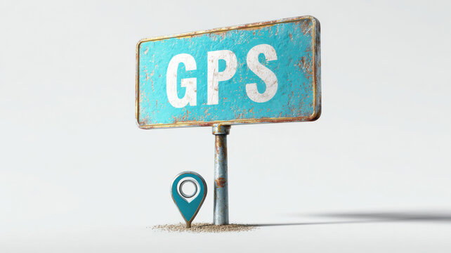 Faded road sign beside bright GPS marker, metaphor for modern business direction