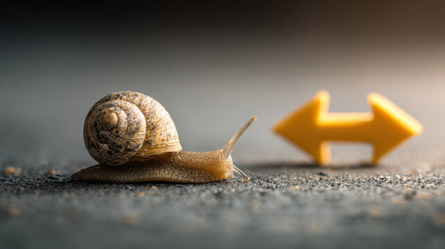 Slow snail icon beside fast-forward symbol, metaphor of personal pace transformation