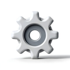 White Industrial Cog 3D