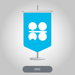 OPEC vertical table flag on light grey background. OPEC vertical desk flag isolated on grey background	
