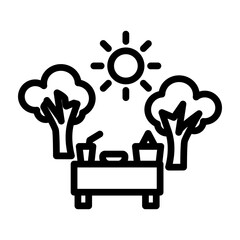 Family Picnic Vector Line Icon Design