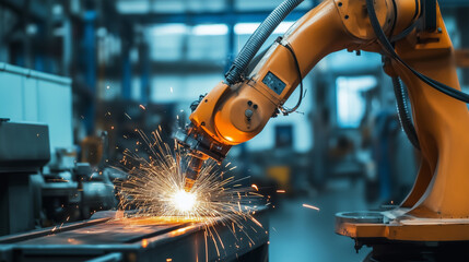 High-Tech Robotic Welding Operation at Plant