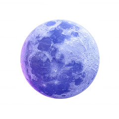 Glitch art moon cosmic celestial body purple blue space exploration fantasy surreal, isolated on transparent background, perfect cutout, PNG
