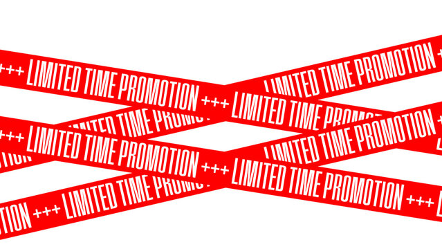 Red ribbons with limited time offer text. Shopping offer business concept. Black friday sale. Cyber Monday promotion sale limited time offer banner. Isolated on white background.