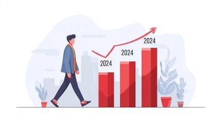 Fototapeta premium Business growth performance analysis showing profit trends from 2024 to 2025
