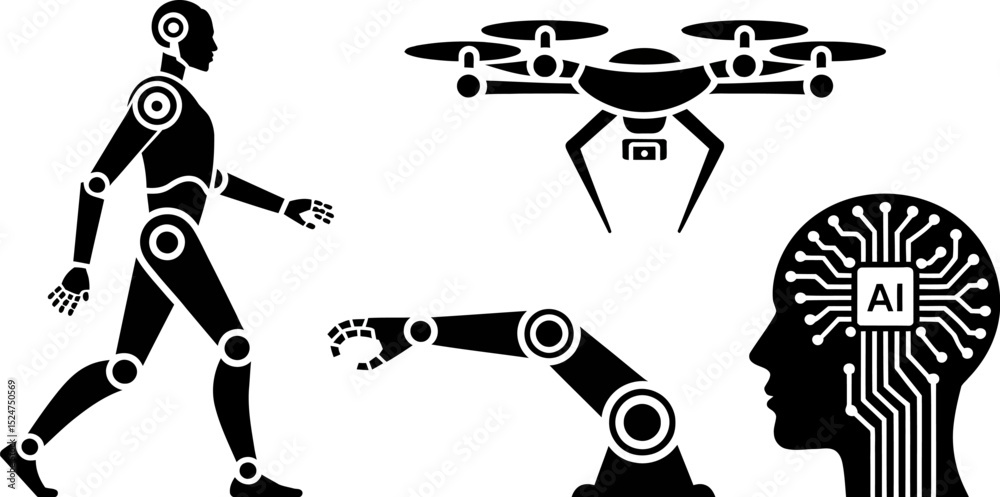 Poster ai artificial intelligence robot drone automation technology future innovation concept machine learn