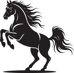 Obraz premium Rearing Horse Silhouette on White Background – Powerful Animal Illustration 