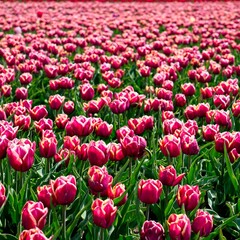 Tulip fields in bloom in the Dutch province of Flevoland in the municipality Noordoostpolder is a colorful display of flowers