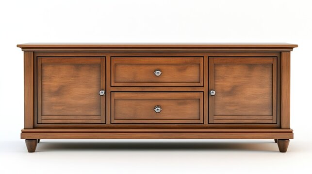 TV stand with storage drawers, isolated on white background