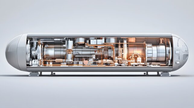 futuristic hyperloop system cross-section in 3D render,