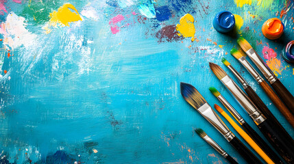 Obraz premium Creative Learning Art and Craft School Background for Kids fosters imagination,self-expression,and hands-on discovery.In colorful and inspiring environment,children explore painting, drawing,sculpting