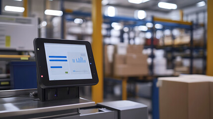 warehouse interior with smart inventory system,