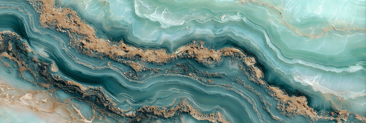 A large piece of rock with a green line running through it. The rock is white and brown in color