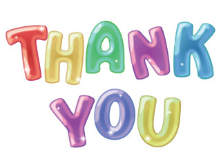 Colorful Balloon Thank You Text with Sparkle on White Background