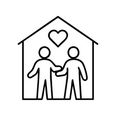 Supportive relationship in safe home icon