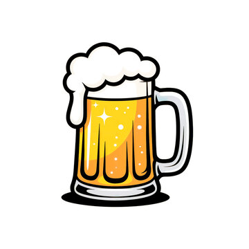 Cartoon beer mug illustration with frothy head