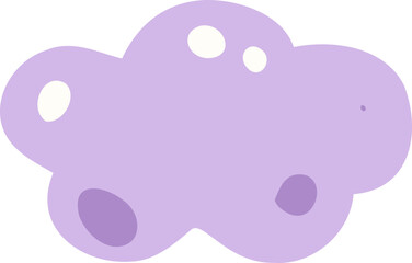 Cute Purple Cloud Illustration, Kawaii Cartoon Weather Clipart