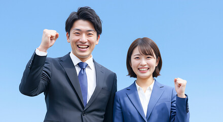 明るくて元気な男女の新入社員 AI生成画像