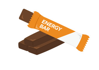 開封したエナジーバーのイラストセット　チョコレート