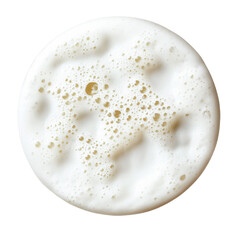 Close-up of frothy milk foam texture, overhead view, transparent background, perfect for beverage or food design projects.