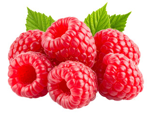 Fresh Red Raspberries with Fine Texture, Transparent Background.PNG