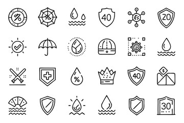 line icons related to waterproof protection 