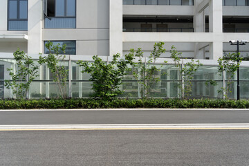 emtpty street with modern office building
