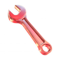 Shiny Red Wrench Repair Tool Maintenance Engineering, isolated on transparent background, perfect cutout, PNG