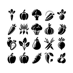 fresh vegetable icon set