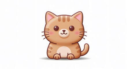 Obraz premium Adorable Orange Tabby Kitten Cute Cartoon Cat Illustration